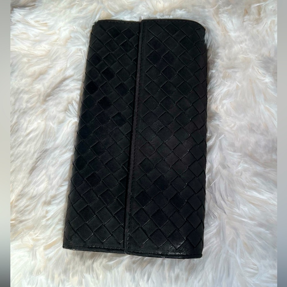 Bottega Veneta Interraciato Black Wallet